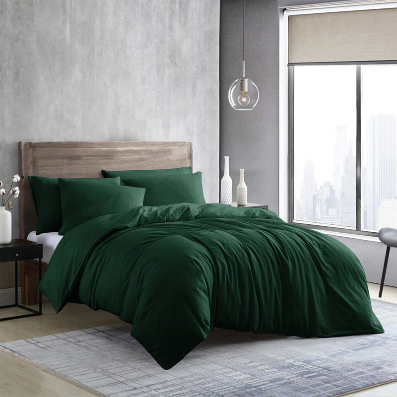Edyson Microfiber Duvet Cover Set with Pillowcases Included, Single - 1 Standard Pillowcase, Emerald