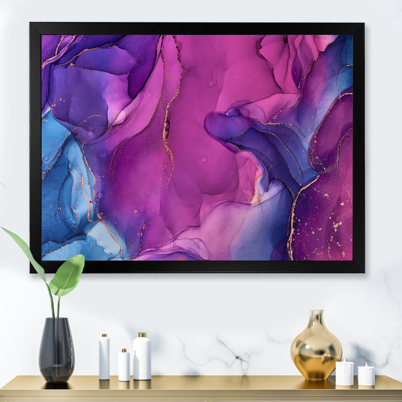 «Mauve et bleu», impression sur toile, H 24 po x l 32 po, Toile avec cadre de coin noir fermé