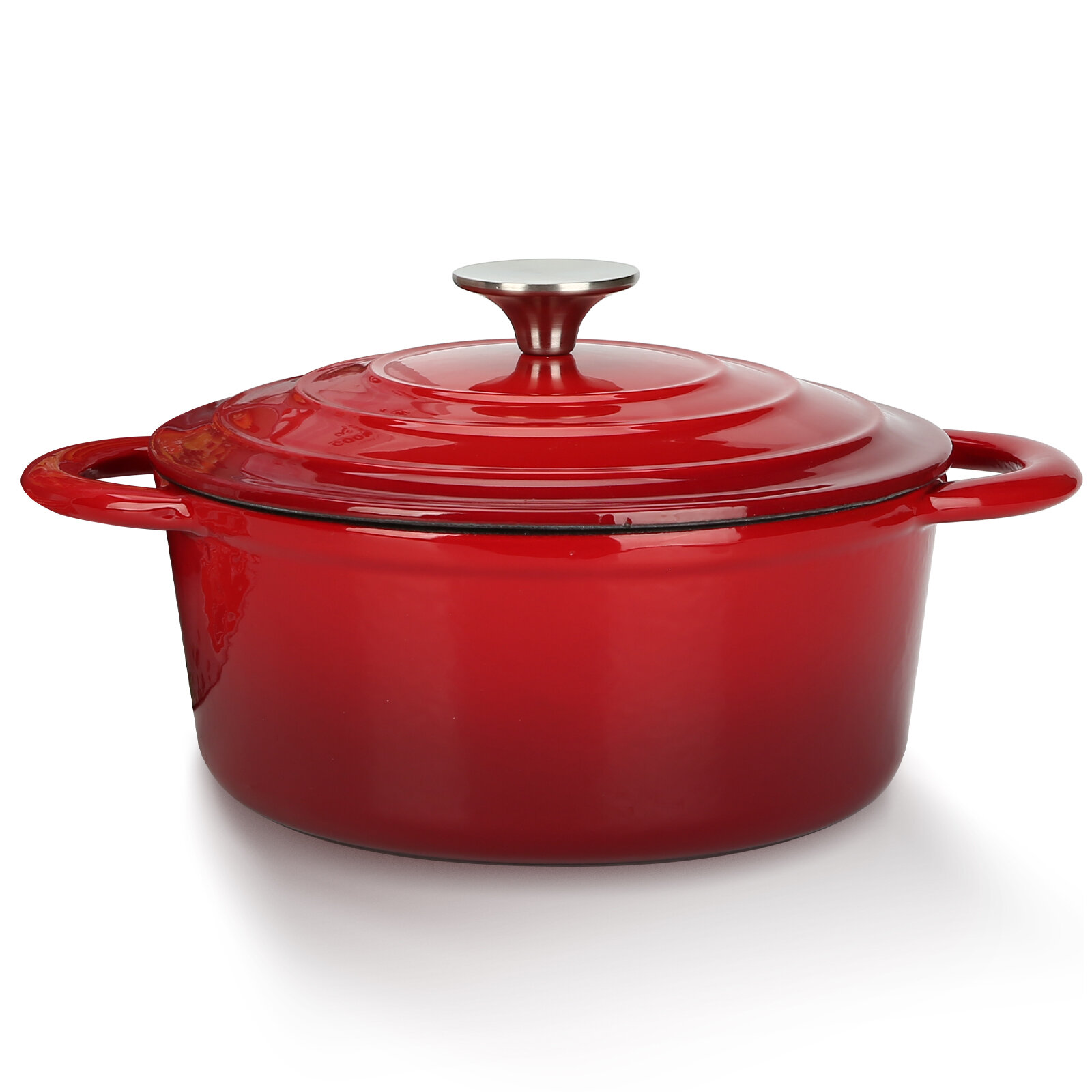 Eternal Living Enameled Cast Iron Dutch Oven with Handles and Lid, 5 Quart  Red