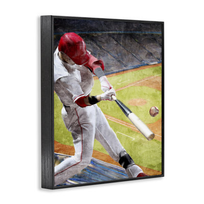 Athlete Hitting Baseball Framed Giclee, design by Kim Allen