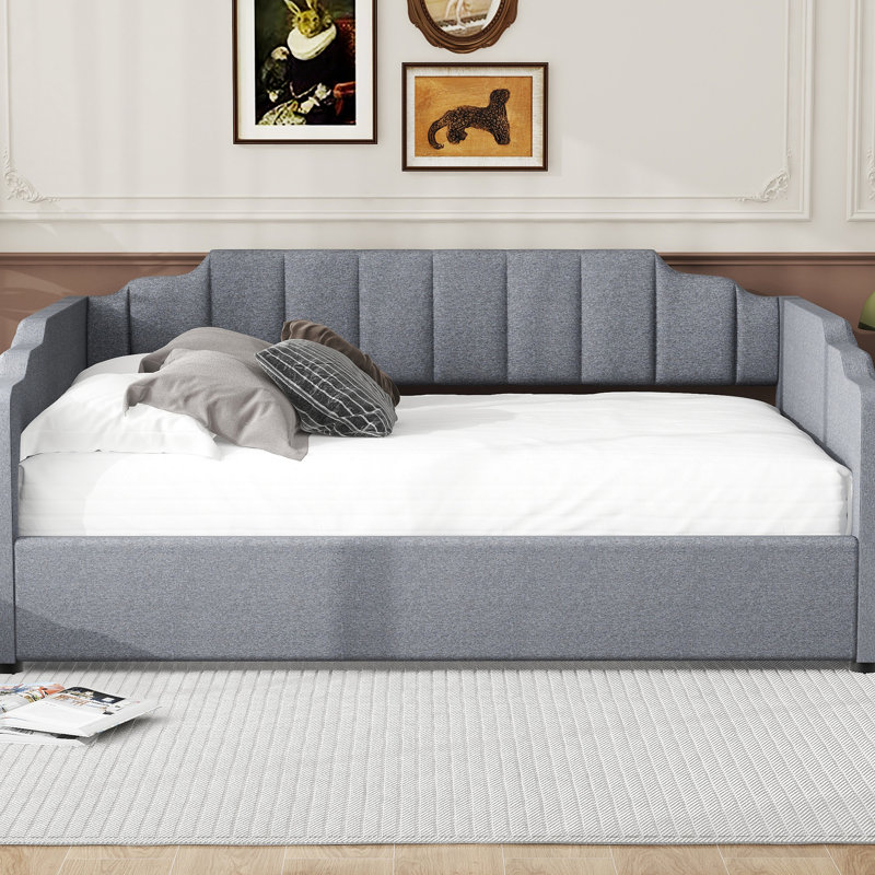 Upholstered Daybed With Storage, Full Size, Gray - Comfortable & Versatile Sleeping Solution Underneath Elegant Bedroom Bed