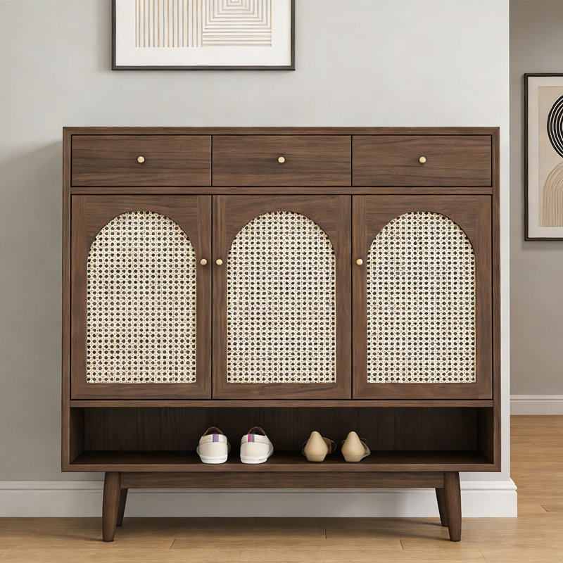 Modern Nut-Brown Solid wood Shoe Storage, Nut Brown