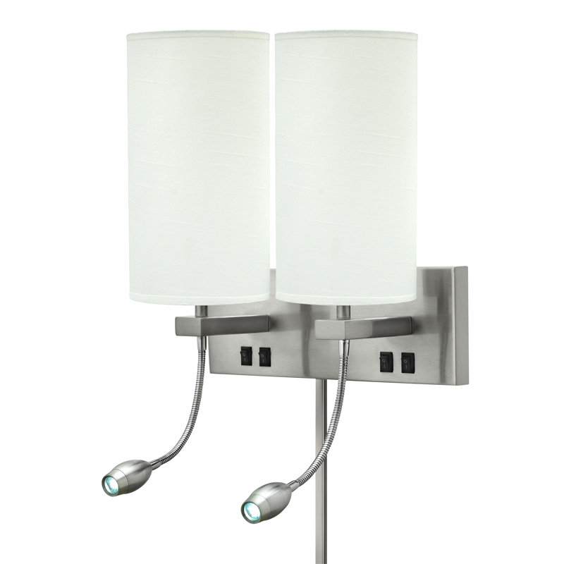 Steel LED Plug-in Armed Sconce