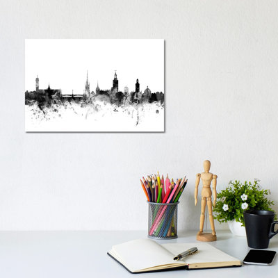 Stockholm, Sweden in Black and White by Michael Tompsett - 1 Piece Wrapped Canvas Wall Art