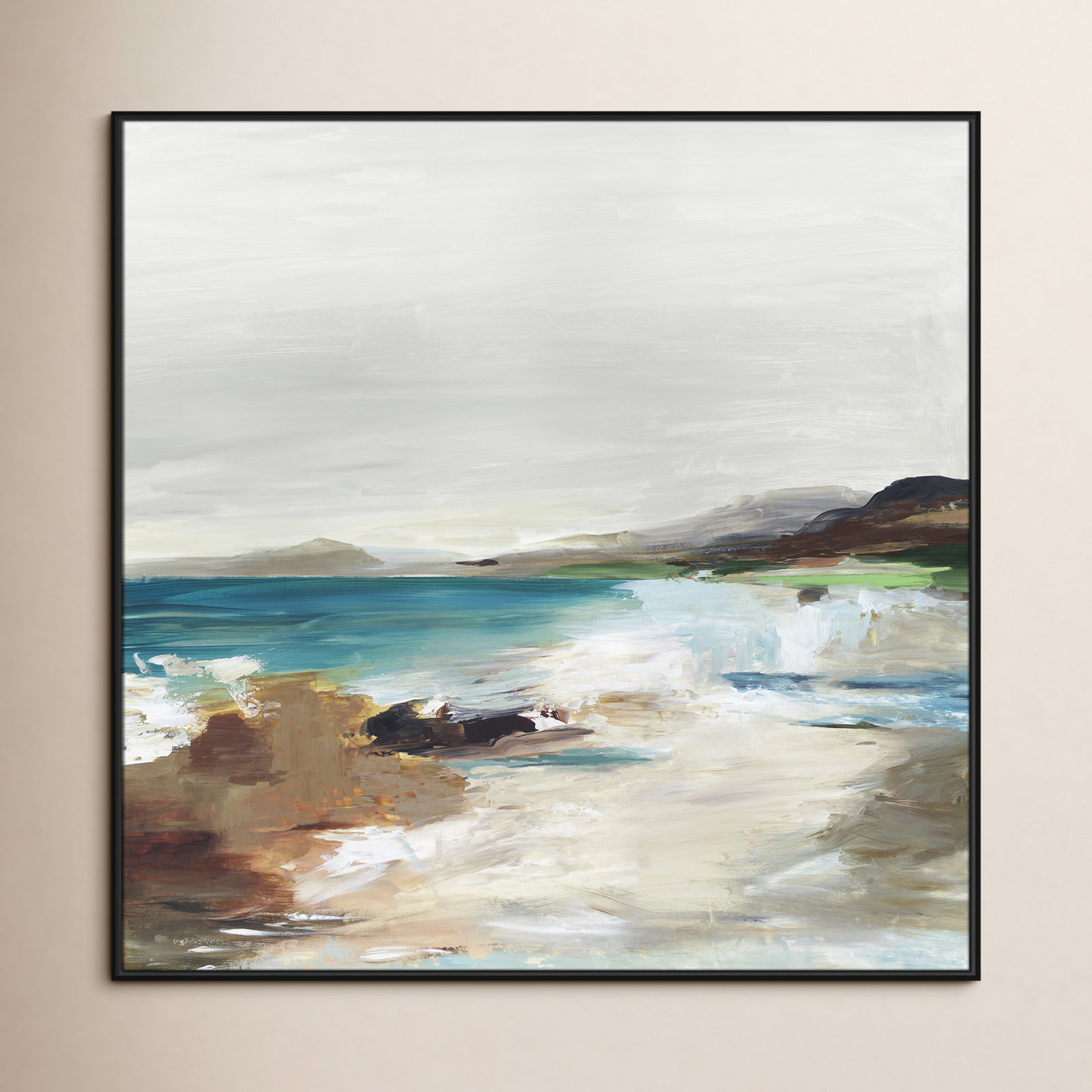 Edan "Calm Lake II" Print by Allison Pearce, Black Framed, 46.5" H x 46.5" W