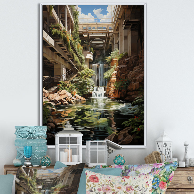 Art mural sur toile Dam, H 32 po x l 24 po x P 1 po, Cadre flottant blanc