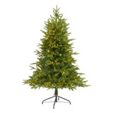 Green Lighted Artificial Fir Christmas Tree