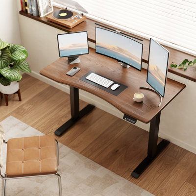 Solid Wood Electric Height-Adjustable Office Desk