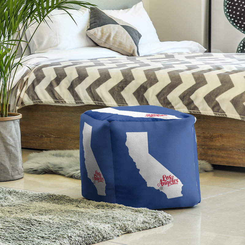 Repose-pieds cube california Los Angeles, Bleu / blanc