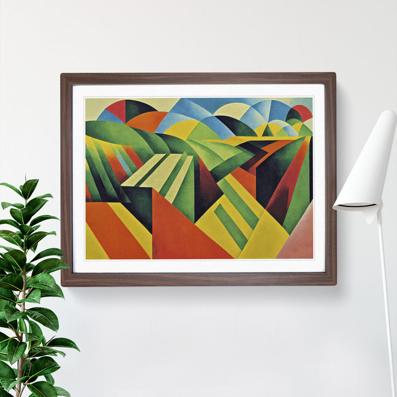 Bold Abstract Meadow Landscape 1 Piece Single Picture Frame Painting, 34cm H x 46cm W x 2cm D, Walnut Framed