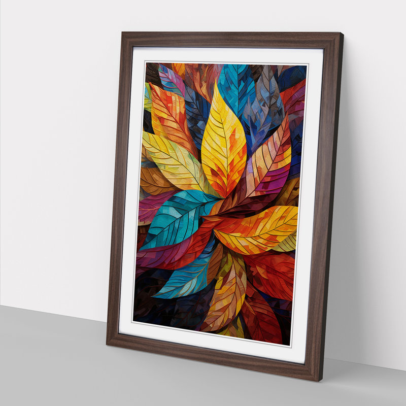 Leaf Constructivism - Framed Print, 34cm H x 25cm W x 2cm D, Walnut