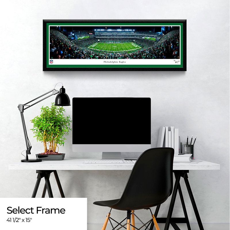 Eagles de Philadelphie, H 18 po x l 44 po x P 0,88 po, Cadre sélectionné avec passe-partout simple, Vert