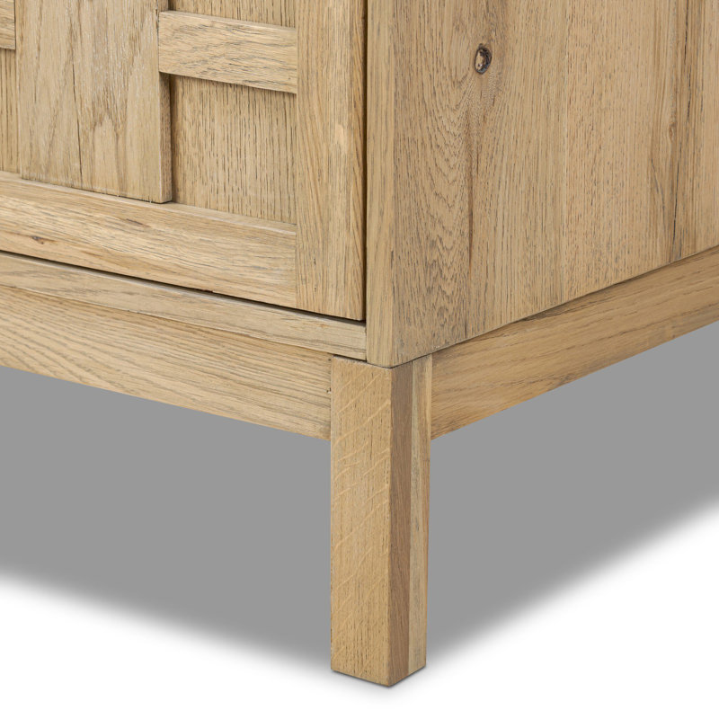 Alessio Media Console-Aged Natural Oak, Aged Natural Oak