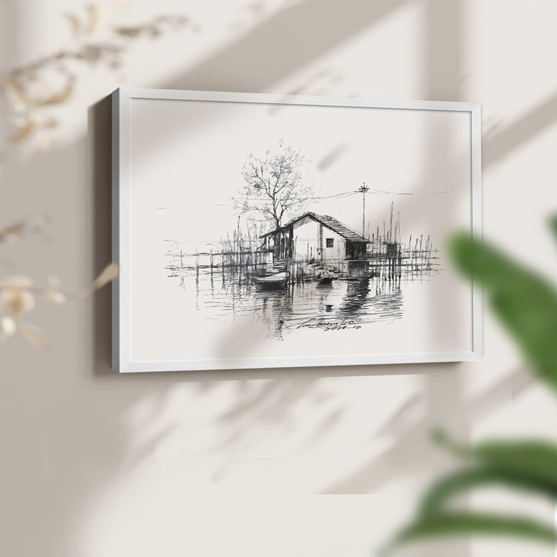 Paysages rétro-DCCDXLI -Impression encadrée - réversible, H 11 po x l 14 po, Blanc