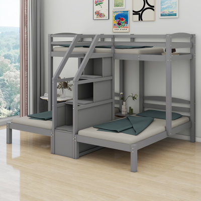 Bunk Bed With Built-In Staircase And Storage Drawer