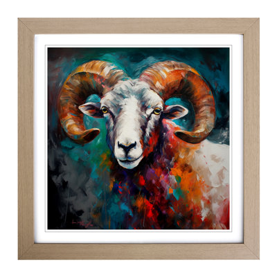 Ram Sheep Palette Knife - Framed Print