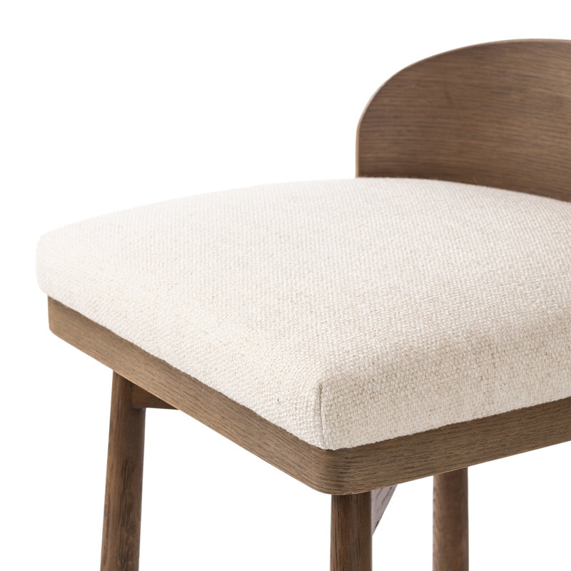 Cloris Swivel Stool-Altair Sienna-Counter & Bar, Bar Stool (30.91" Seat Height), Thames Cream Polyester Blend, Drifted Oak