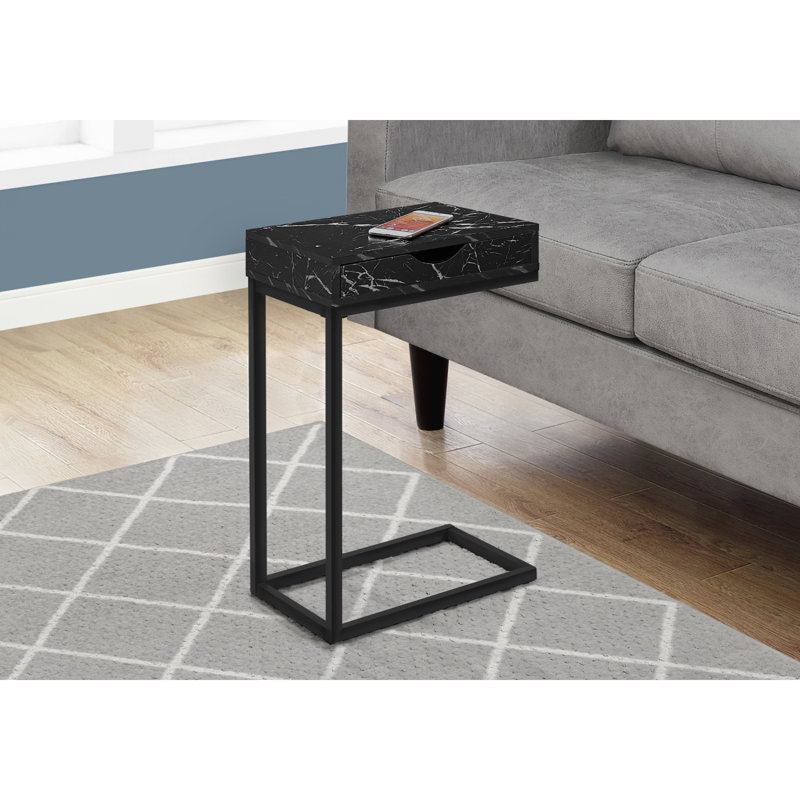 Table à collation polyvalente en forme de C avec espace de rangement, espace de vie et chambre à coucher