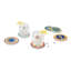 Corfu' Ceramic / Porcelain Agate Ceramic Jute Leather Crystal Round 6 Piece Coaster Set