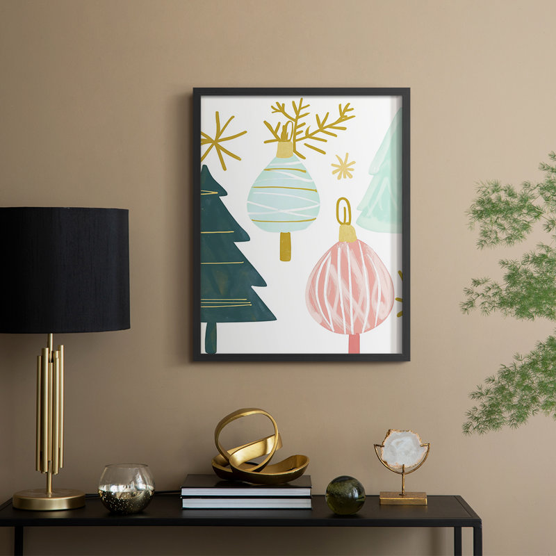 «Christmas Holiday Art CCLXVII», reproduction d'art encadrée - bois massif, H 15 po x l 12 po, Noir, noir, noir, noir