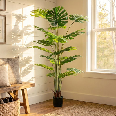 Artificial Trees in Various Sizes,Faux Tree in Black Planter, Lifelike Fake Plant for Indoor and Outdoor Decor
