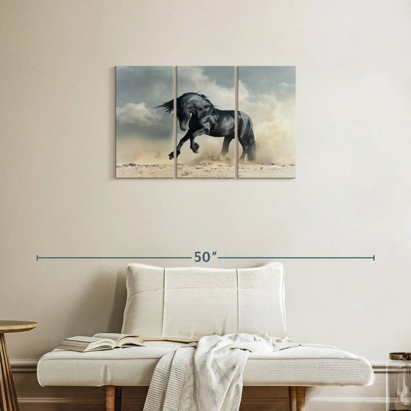 Brampt Powerful Black Stallion, 20" H x 33" W