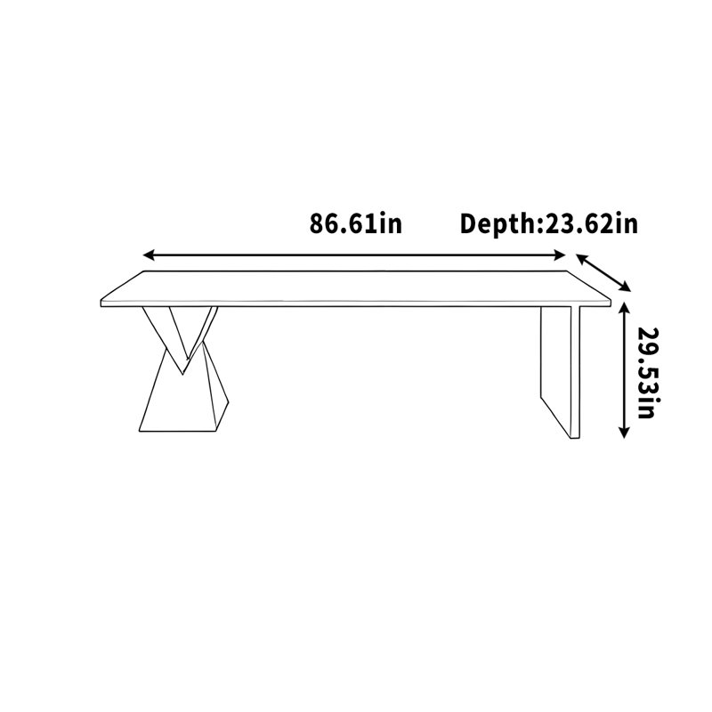 Writing Desk, 29.53" H x 86.61" W x 23.62" D