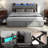 Upholstered Bed Frame with 4 Drawers, Bed with Storage Headboard, Charging Station and LED Lights-1420394802