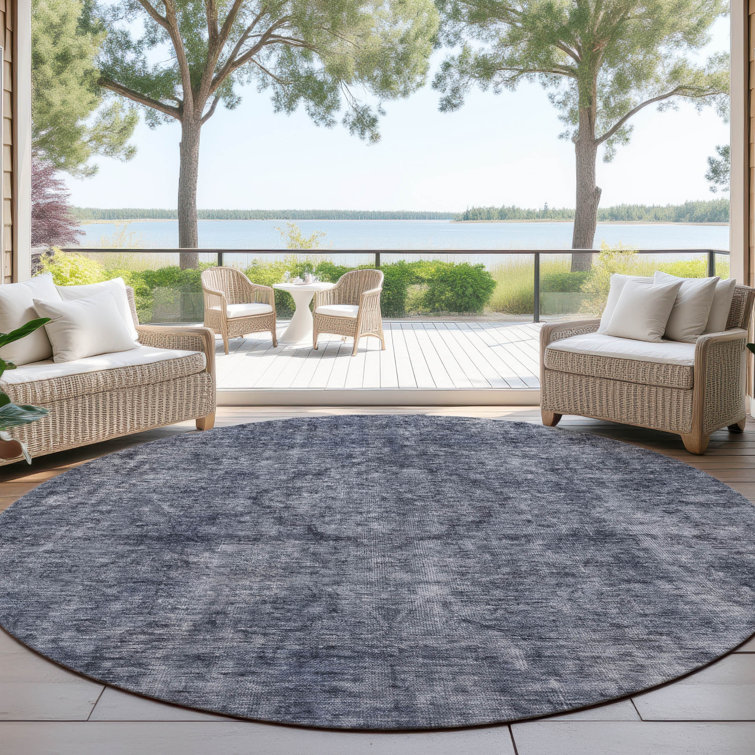 Machine Washable Indoor/Outdoor Cinead ACN1656 Blue Rug