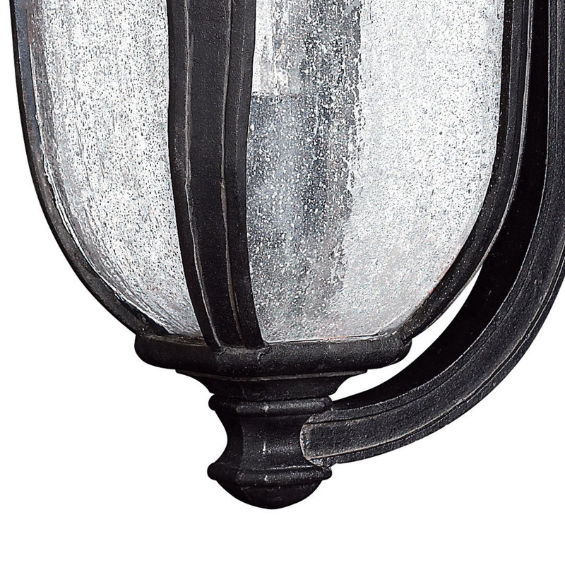 Museum Black Cast Aluminum Outdoor Wall Sconce with Seedy Glass