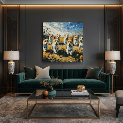 «Dogs Toy Fox Terrier», art mural sur toile grise