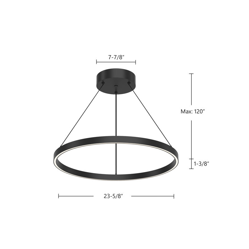 Cerchio 1 - Light LED Pendant, 123.38" H x 23.63" W x 23.63" D, Brushed Gold