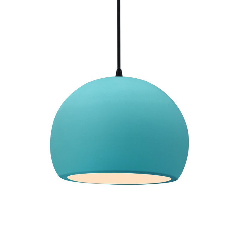 Luminaire suspendu à 1 lumière Aschwin, H 7,75 po x l 10 po x P 10 po, Reflet de piscine, Noir mat