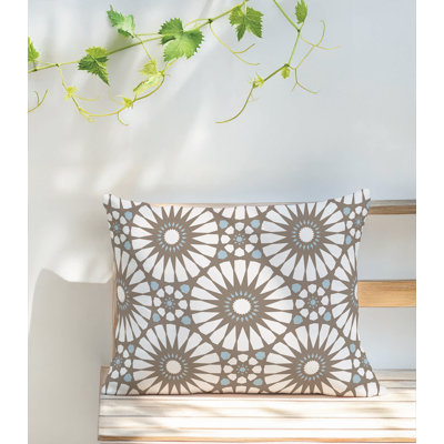 Coussin lombaire d'extérieur à motif géométrique Sylvia