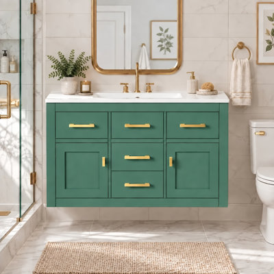 Meuble-lavabo mural de 91 cm (36 po) avec lavabo en céramique