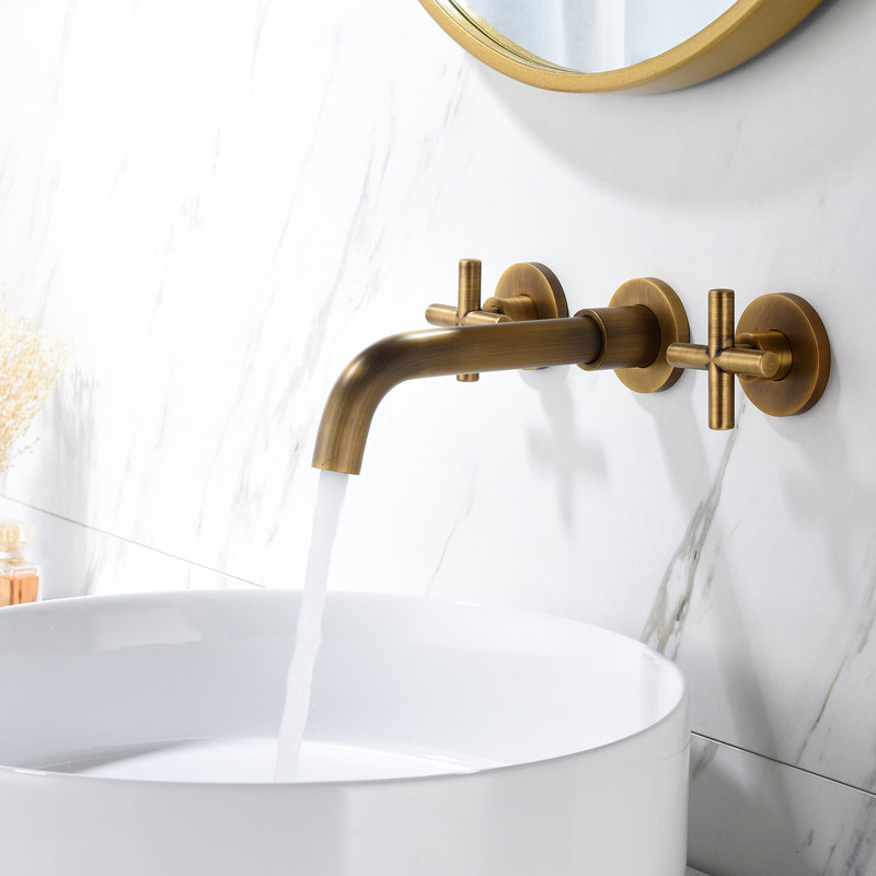 Bathroom Faucet Wall Mounted In Bronze - Solid Brass, Drip- Cartridge, Enhances Appeal Brass Construction, Corrosion, Modern And Elegant
