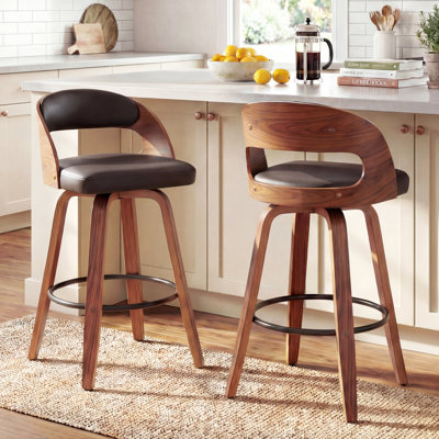 Swivel Upholstered and Faux Leather Bar Stool
