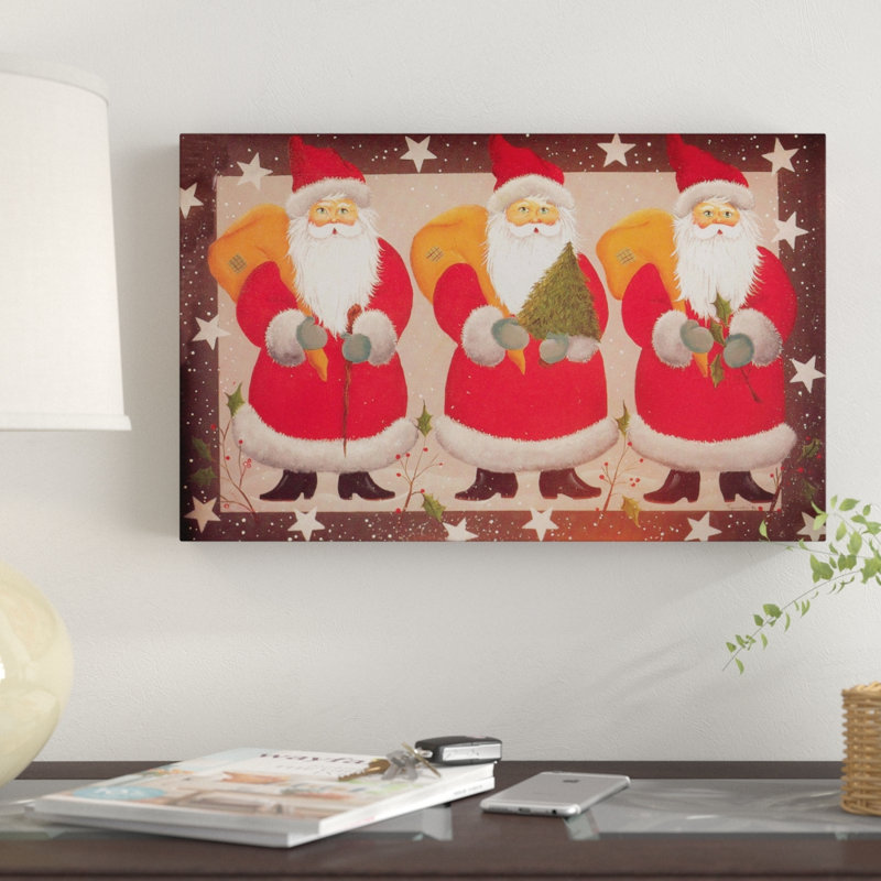 « three pères noël », art sur toile, H 12 po x l 19 po x P 2 po