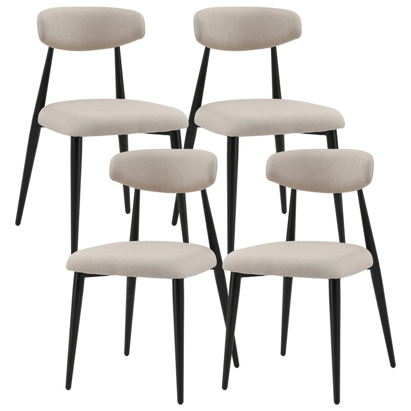 4 chaises de salle à manger: coussin moelleux, courbé, structure en métal pour la pièce de 4 chaises contemporaines, rembourré, pieds, dossier épais