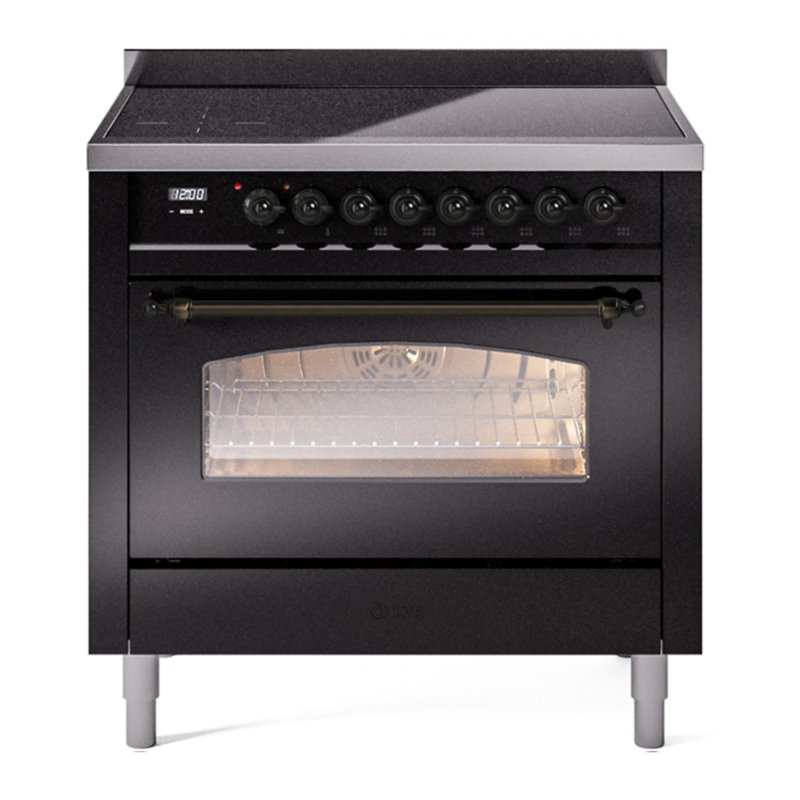 ILVE Nostalgie II 36 in Induction Range, Glossy Black/Bronze
