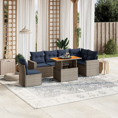 Ensemble de 7 canapés d'extérieur avec coussins 7 pièces