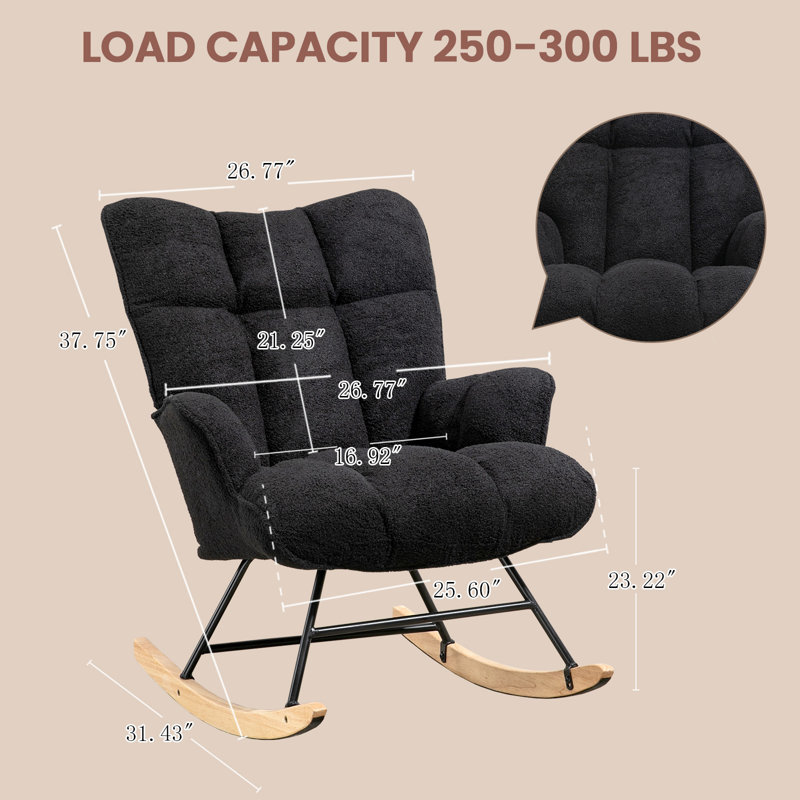 Solid + Manufactured Wood/Iron Rocking Chair, Black