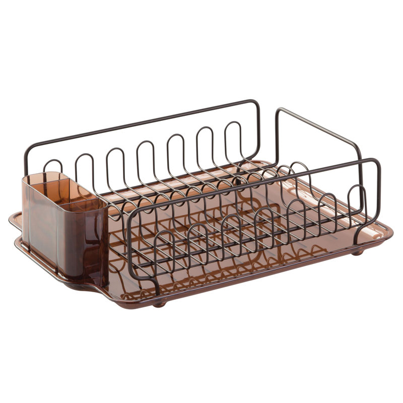 Bronze Foldable Metal Dish Drainer with Utensil Cup