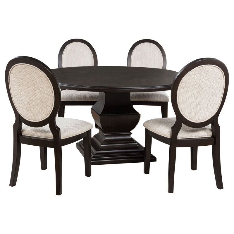 Reuter 5-Piece Round Wood Dining Room Table Set Dark Cocoa