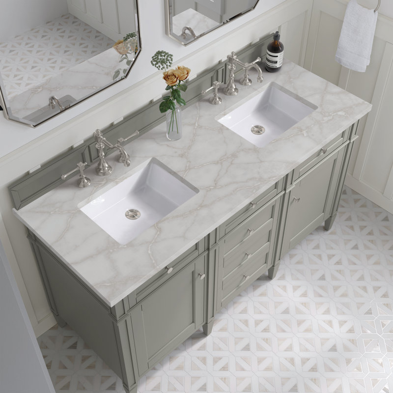Brittany 60'' W Double Vanity, Victorian Silver, Urban Gray, 8" Widespread