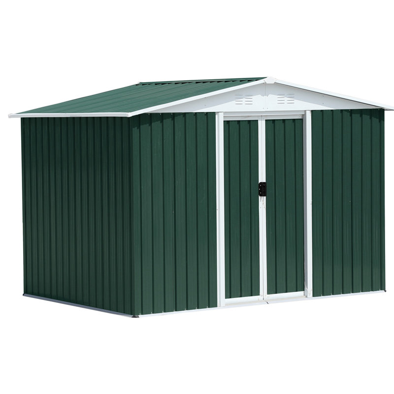 8x6 Ft Outdoor Metal Shed, , Made Of Galvanized Steel & Aluminum Alloy, , Stores Firewood And Sporting Goods Feet Metal, Alloy Construction, Weather-, Spacious For Multiple Uses