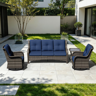 Solene Wicker 5 - Person Patio Conversation Set with Cushions