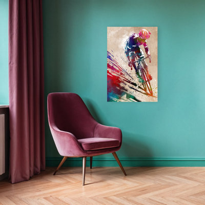 Dynamic Cyclist Splash Abstract Colorful Vibrant Wall Art