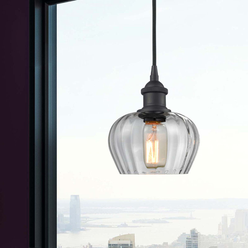 Patrina 1 - Light Single Pendant, Matte Black, Clear, No Bulb Included