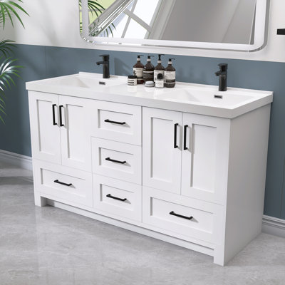 Meuble-lavabo autoportant 60 po avec lavabo double 60 po